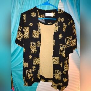 Black & Gold Alfred Dunner Flannel t-shirt S12